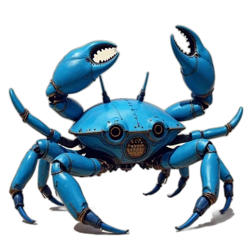 creature, robot, animal, mask, 3d render, concept art, photorealistic, blue transparent PNG cut-out