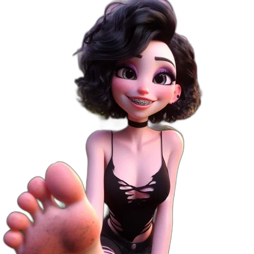 shoes, dress, face, 3d render, cartoon, concept art, photorealistic, animated transparent PNG cut-out