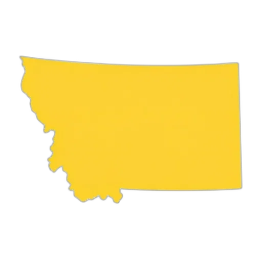 yellow, outline, state, montana, shown, white, background transparent PNG cut-out