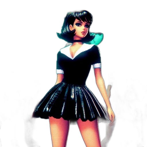 dress, concept art, 3d render, cartoon, anime, neon lights, monochrome, dark transparent PNG cut-out