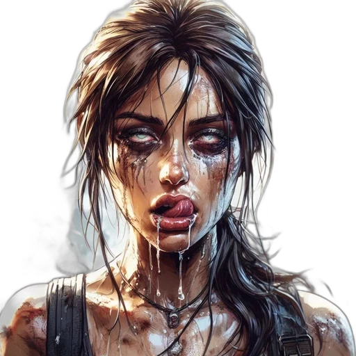 face, photorealistic, comic book art, cyberpunk, concept art, rain, neon lights, woman transparent PNG cut-out