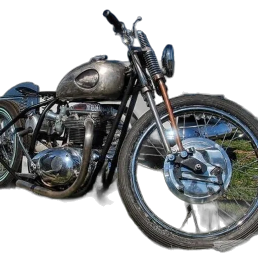 weapon, photorealistic, 3d render, vintage, motorcycle, polished, chrome, engine transparent PNG cut-out