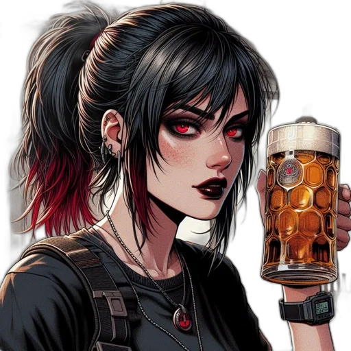 fantasy art, comic book art, concept art, cyberpunk, dark, red, digitally, illustrated transparent PNG cut-out