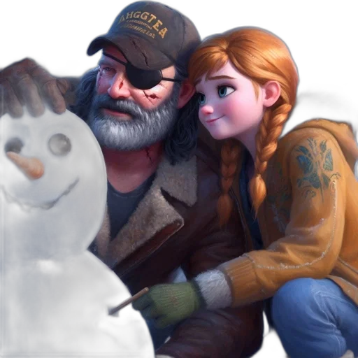 concept art, photorealistic, 3d render, fantasy art, snow, fire, two, characters transparent PNG cut-out