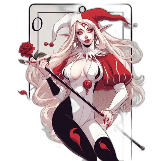 staff, concept art, fantasy art, pixel art, comic book art, red, monochrome, woman transparent PNG cut-out