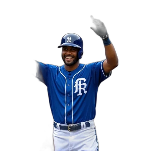 baseball, player, blue, white, uniform, number, being, congratulated transparent PNG cut-out