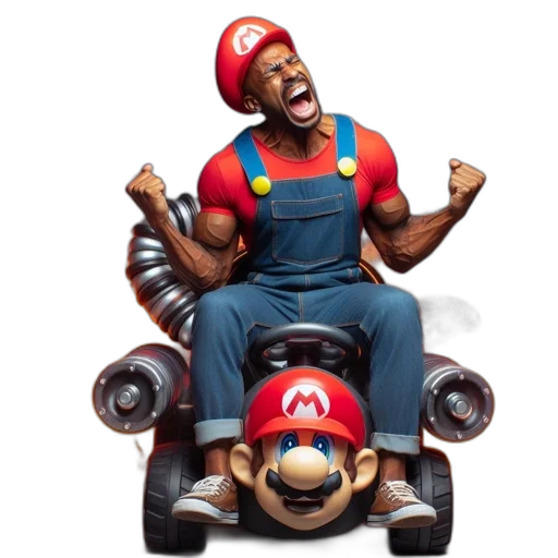 car, concept art, 3d render, mario, man, dressed, video, game transparent PNG cut-out