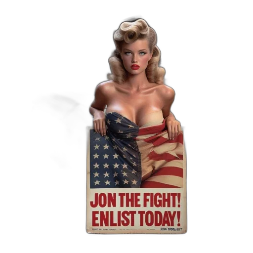 woman, blonde, hair, sits, fighter, plane, hangar, wearing transparent PNG cut-out