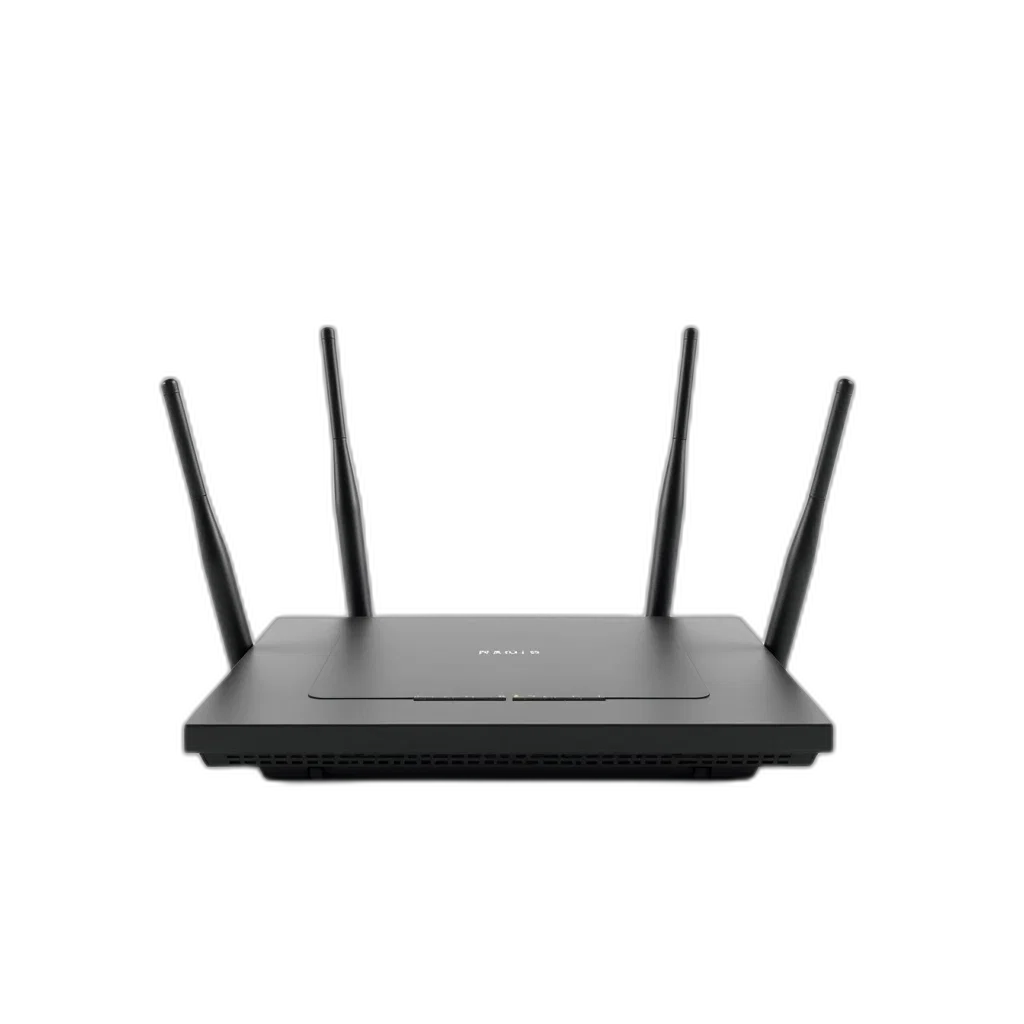 crown, robot, 3d render, sleek, modern, router, two, black transparent PNG cut-out