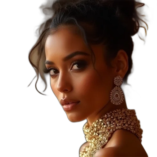 jewelry, crown, face, photorealistic, oil painting, fantasy art, cartoon, golden transparent PNG cut-out