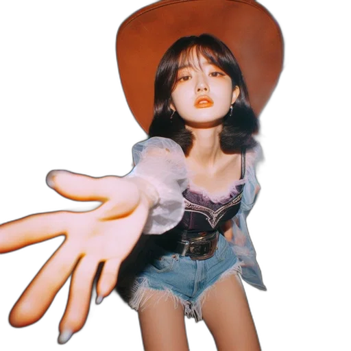 hat, jacket, photorealistic, young, woman, short, black, hair transparent PNG cut-out