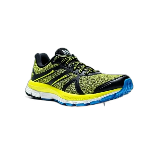 shoes, close-up, image, single, running, shoe, prominent, yellow transparent PNG cut-out