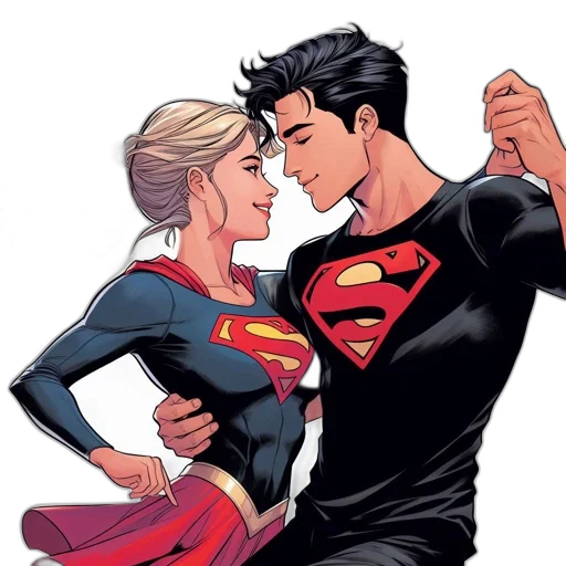comic book art, concept art, cartoon, two, superheroes, one, dressed, blue transparent PNG cut-out