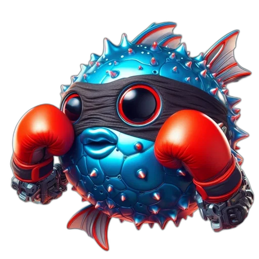 robot, mask, creature, weapon, concept art, 3d render, animated, features transparent PNG cut-out