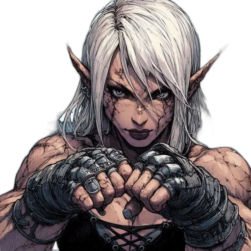 comic book art, concept art, fantasy art, pixel art, intensely, posed, female, character transparent PNG cut-out