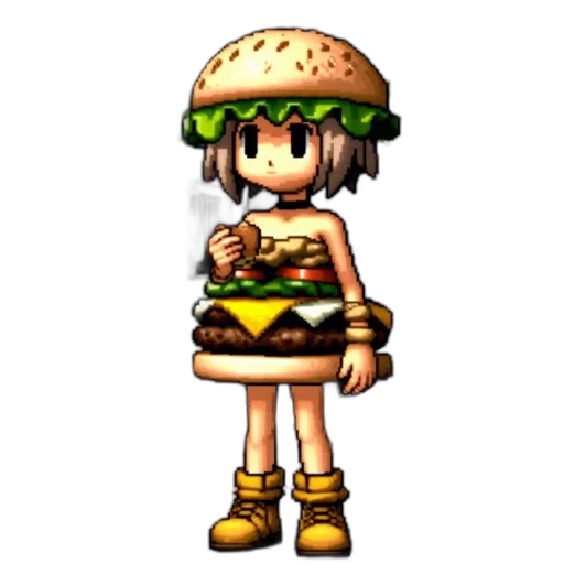 food, animal, dress, hat, pixel art, concept art, 3d render, fantasy art transparent PNG cut-out