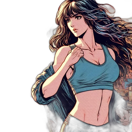 comic book art, anime, fantasy art, watercolor, pastel, blue, colorful, golden transparent PNG cut-out
