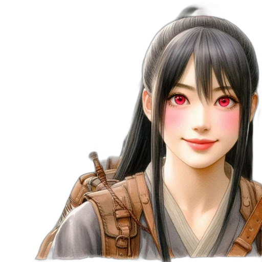 face, staff, fantasy art, photorealistic, concept art, 3d render, woman, red transparent PNG cut-out