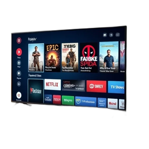 flat-screen, displaying, home, screen, various, movie, show, titles transparent PNG cut-out