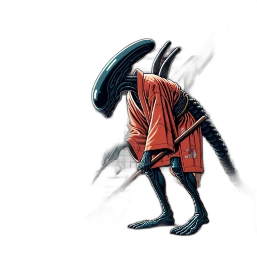 jacket, mask, creature, dragon, concept art, comic book art, fantasy art, watercolor transparent PNG cut-out