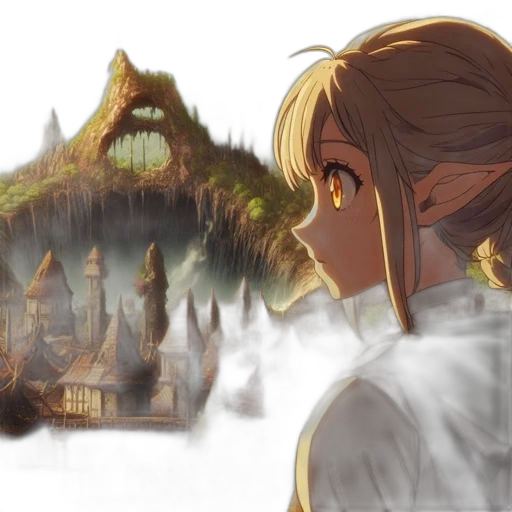 concept art, fantasy art, anime, watercolor, fog, forest, city street, rain transparent PNG cut-out