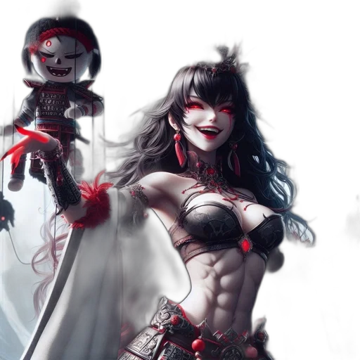 concept art, fantasy art, comic book art, cyberpunk, red, dark, monochrome, intimidating transparent PNG cut-out