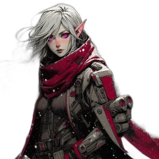 concept art, fantasy art, cyberpunk, comic book art, red, dark, monochrome, colorful transparent PNG cut-out