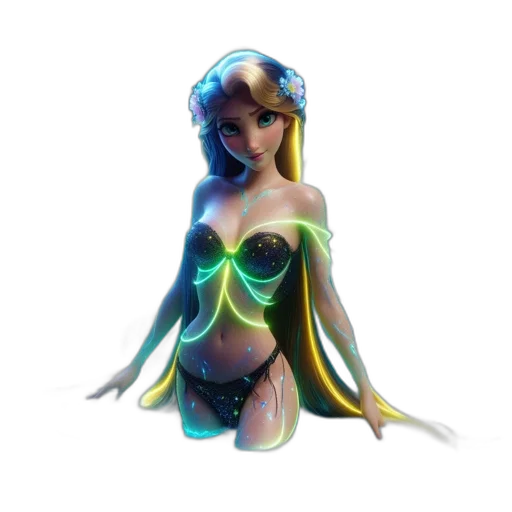 dress, concept art, 3d render, fantasy art, pixel art, neon lights, neon, otherworldly transparent PNG cut-out
