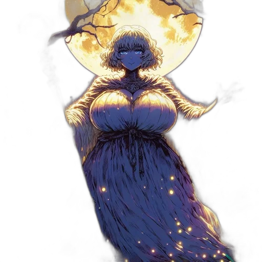 dress, concept art, fantasy art, comic book art, watercolor, outer space, night, blue transparent PNG cut-out
