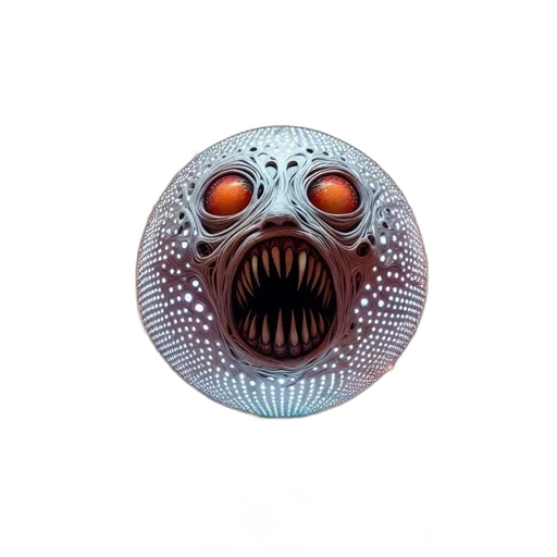 mask, creature, face, jewelry, 3d render, concept art, large, eerie transparent PNG cut-out