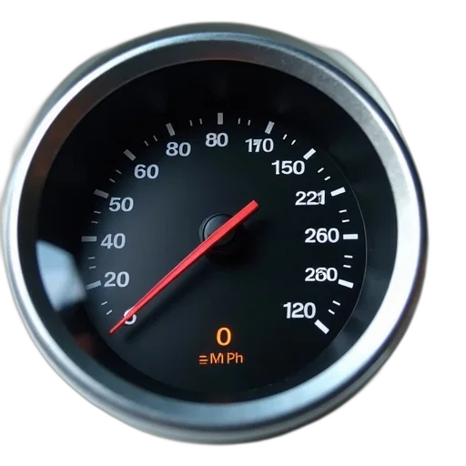 car, close-up, view, speedometer, showing, needle, mph, digital transparent PNG cut-out