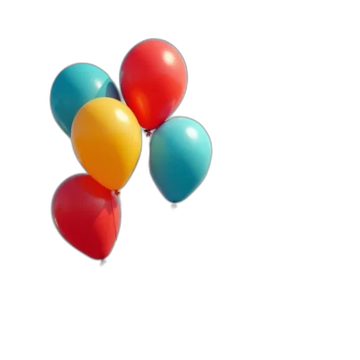 crown, staff, umbrella, jewelry, 3d render, photorealistic, colorful, balloons transparent PNG cut-out