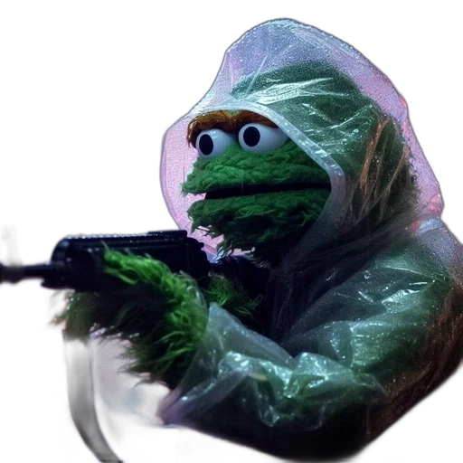 jacket, umbrella, weapon, animal, concept art, oscar, grouch, depicted transparent PNG cut-out