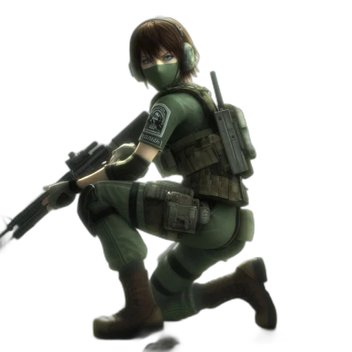 weapon, robot, staff, concept art, 3d render, green, armed, female transparent PNG cut-out
