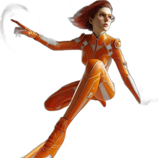 staff, robot, concept art, fantasy art, 3d render, comic book art, woman, futuristic transparent PNG cut-out