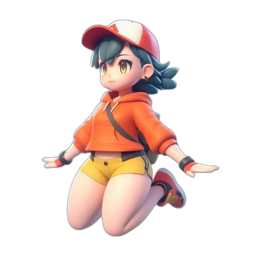jacket, hat, staff, creature, 3d render, concept art, pixel art, anime transparent PNG cut-out