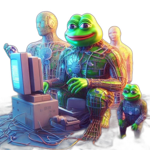 robot, creature, mask, animal, vaporwave, cyberpunk, 3d render, pixel art transparent PNG cut-out