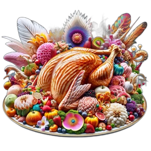 food, jewelry, animal, vibrant, digital, art, featuring, roasted transparent PNG cut-out
