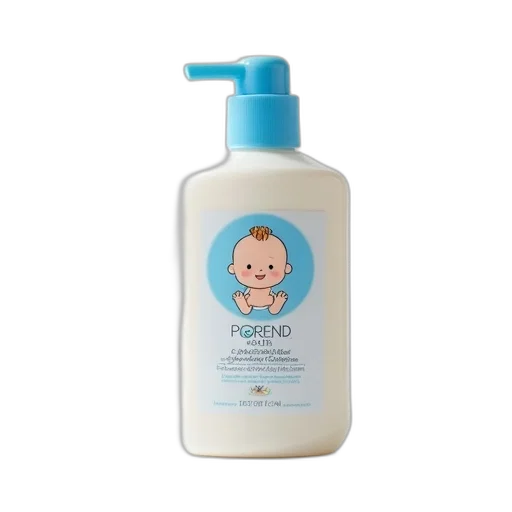 bottle, baby, shampoo, blue, cap, label, featuring, illustration transparent PNG cut-out