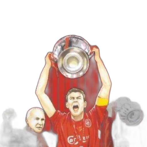 photorealistic, poster, celebrating, liverpool, victory, featuring, player, red transparent PNG cut-out