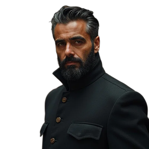 jacket, face, staff, concept art transparent PNG cut-out
