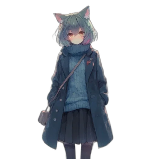 jacket, staff, animal, creature, concept art, anime, pixel art, watercolor transparent PNG cut-out