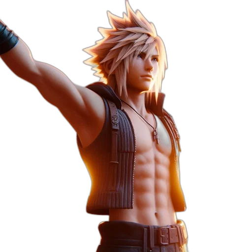 3d render, concept art, photorealistic, fantasy art, animated, male, character, spiky transparent PNG cut-out