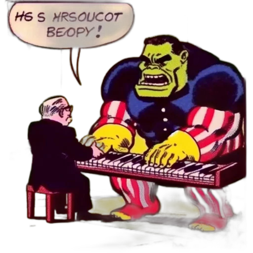 robot, cartoon, comic book art, concept art, two, musicians, play, pianos transparent PNG cut-out