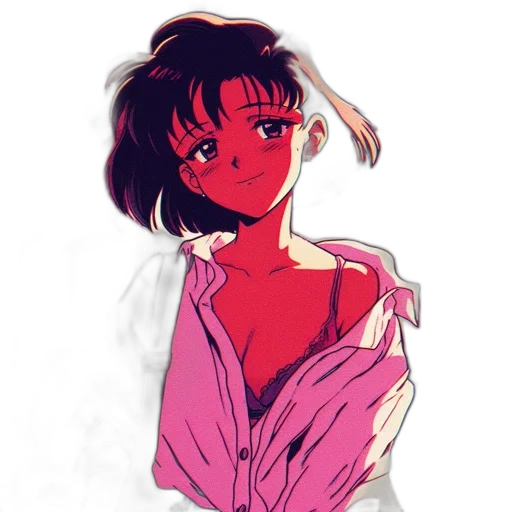 dress, jacket, creature, face, anime, vaporwave, watercolor, cartoon transparent PNG cut-out