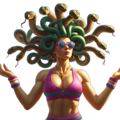 hair, creature, crown, concept art, cyberpunk, vaporwave, fantasy art, neon transparent PNG cut-out