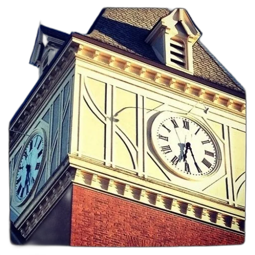 building, 3d render, photorealistic, cartoon, concept art, clock, tower, two transparent PNG cut-out