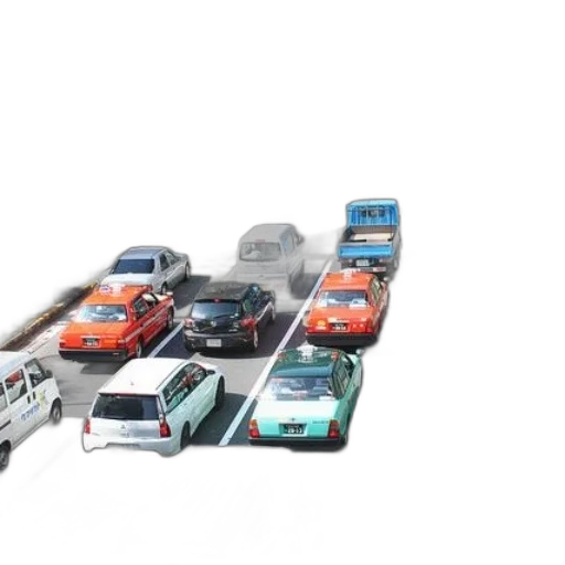 car, 3d render, concept art, busy, street, cars, various, colors transparent PNG cut-out