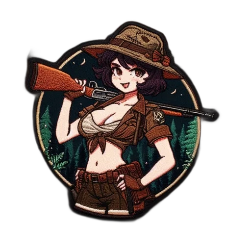weapon, staff, hat, jacket, pixel art, anime, cartoon, concept art transparent PNG cut-out