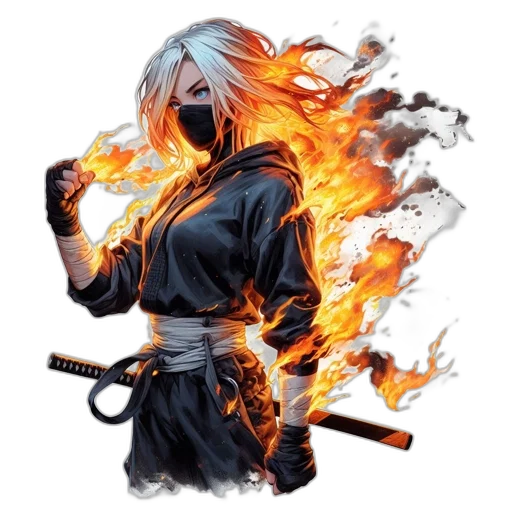 staff, weapon, mask, comic book art, fantasy art, concept art, anime, fire transparent PNG cut-out